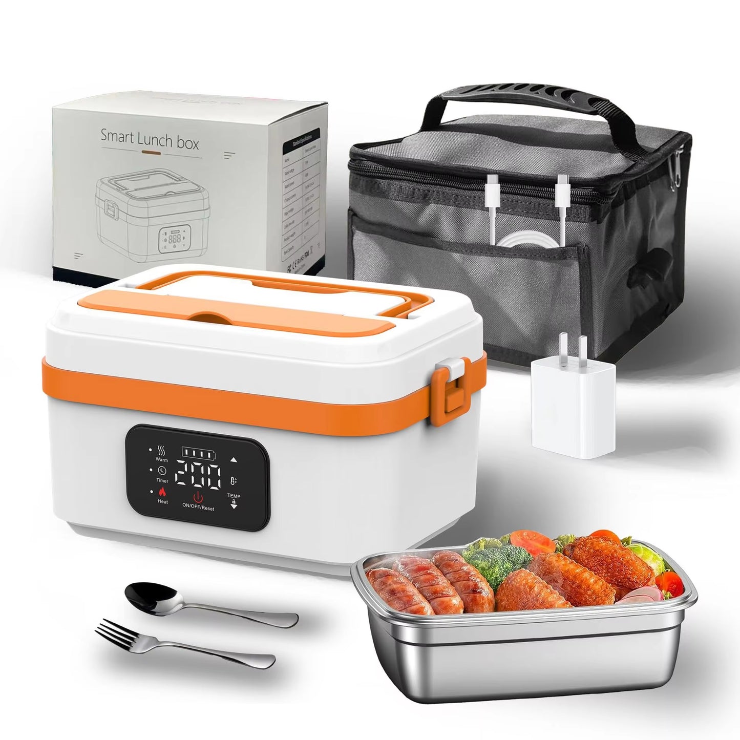 Self Heating Lunch Box Timed Insulation Portable Wireless USB Rechargeable Lunch Box Food Warmer Electric Lunch Box