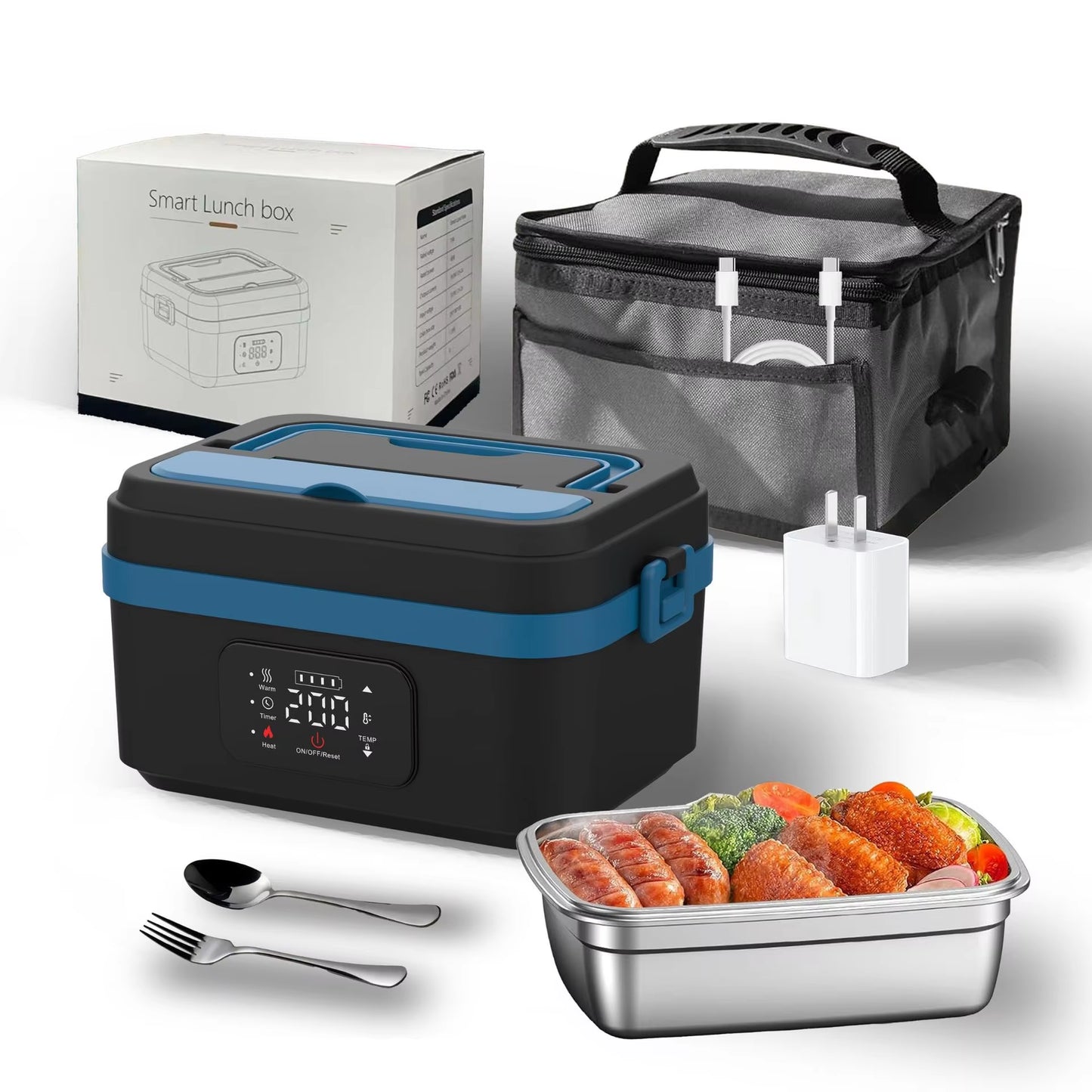 Self Heating Lunch Box Timed Insulation Portable Wireless USB Rechargeable Lunch Box Food Warmer Electric Lunch Box
