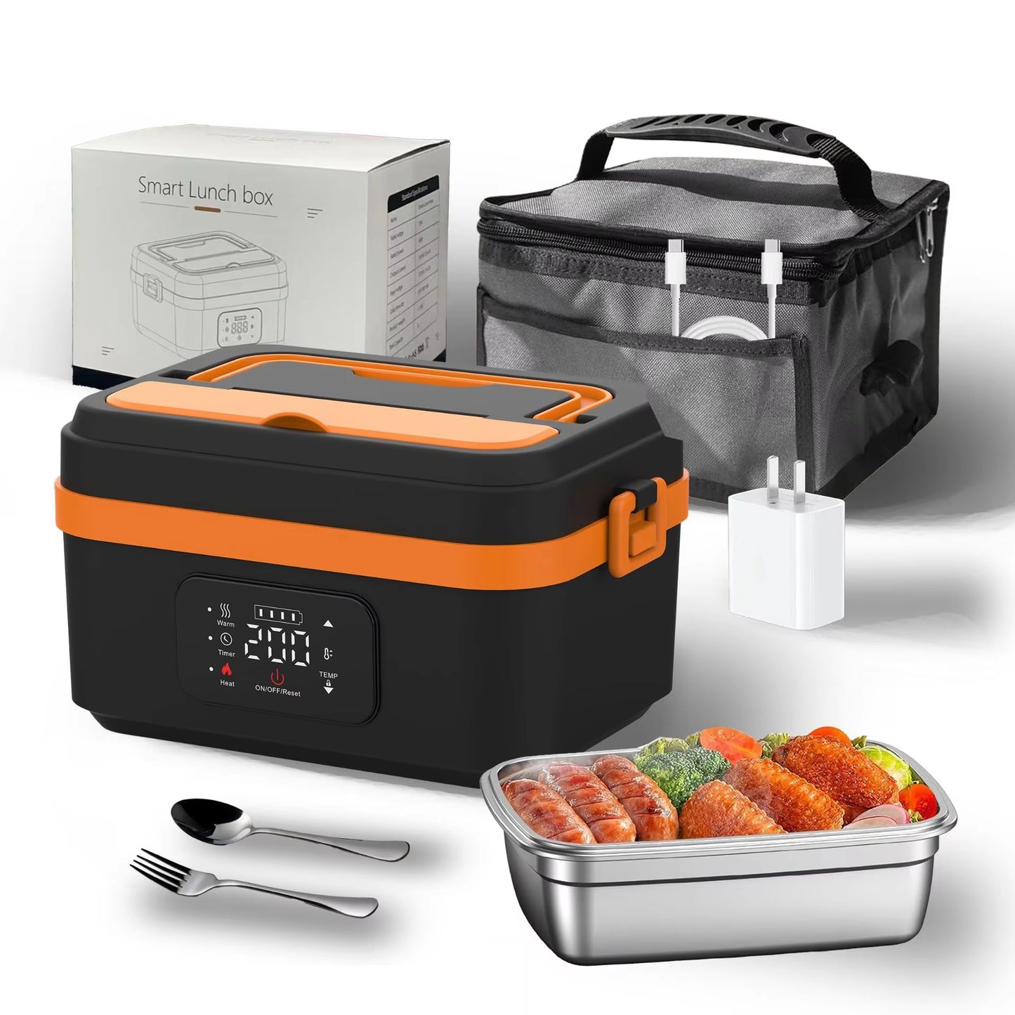Self Heating Lunch Box Timed Insulation Portable Wireless USB Rechargeable Lunch Box Food Warmer Electric Lunch Box