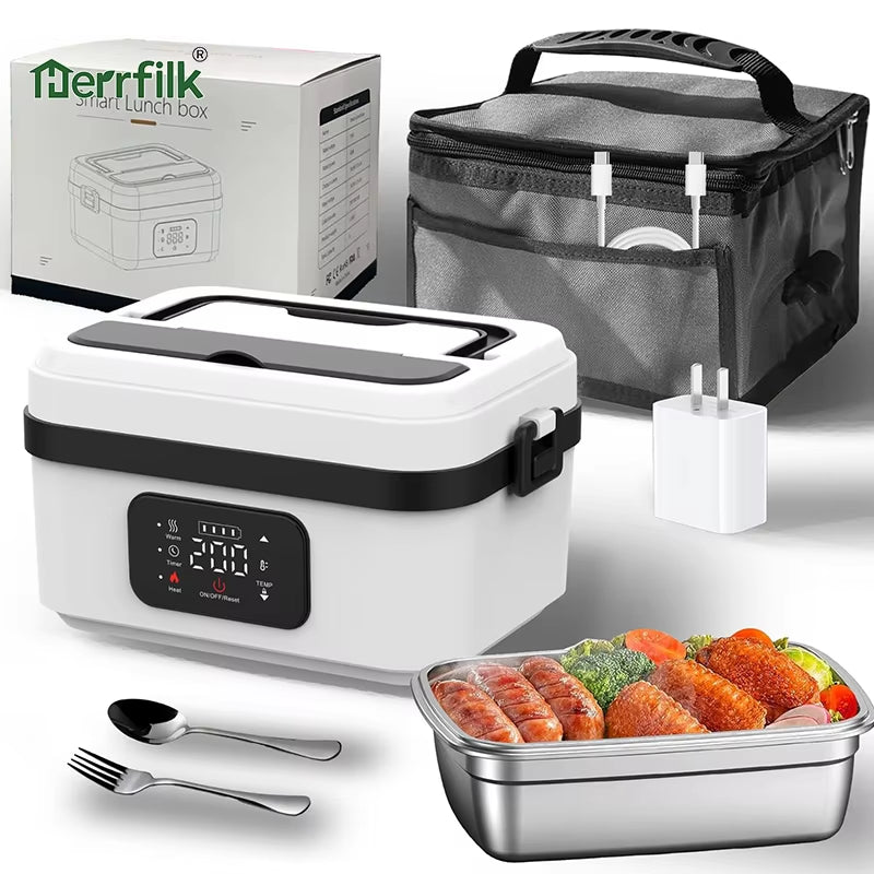 Self Heating Lunch Box Timed Insulation Portable Wireless USB Rechargeable Lunch Box Food Warmer Electric Lunch Box