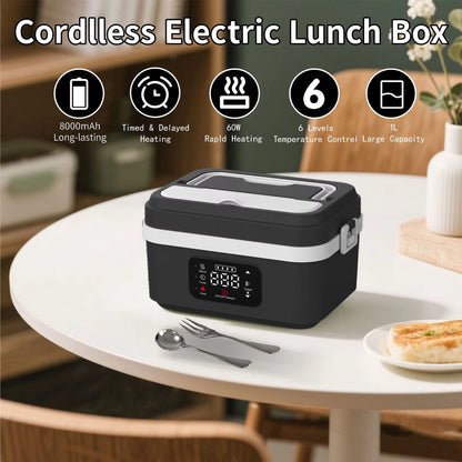 Self Heating Lunch Box Timed Insulation Portable Wireless USB Rechargeable Lunch Box Food Warmer Electric Lunch Box