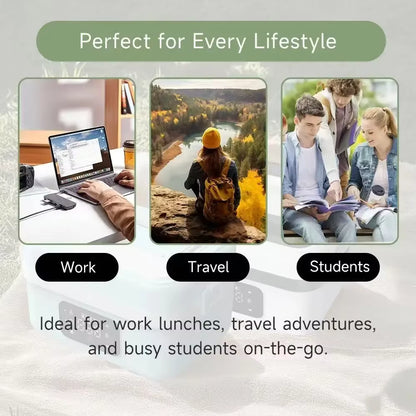 Self Heating Lunch Box Timed Insulation Portable Wireless USB Rechargeable Lunch Box Food Warmer Electric Lunch Box