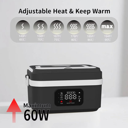 Self Heating Lunch Box Timed Insulation Portable Wireless USB Rechargeable Lunch Box Food Warmer Electric Lunch Box