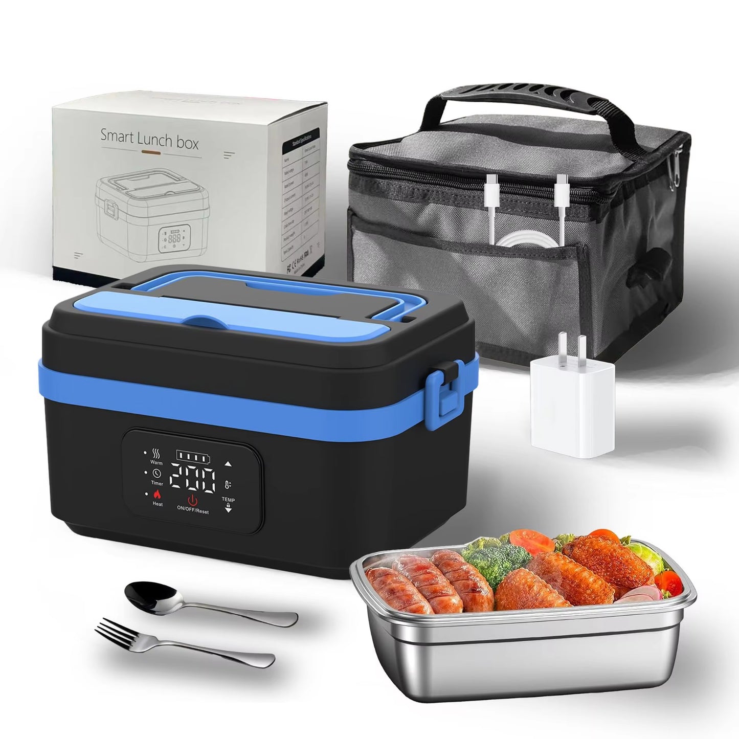 Self Heating Lunch Box Timed Insulation Portable Wireless USB Rechargeable Lunch Box Food Warmer Electric Lunch Box