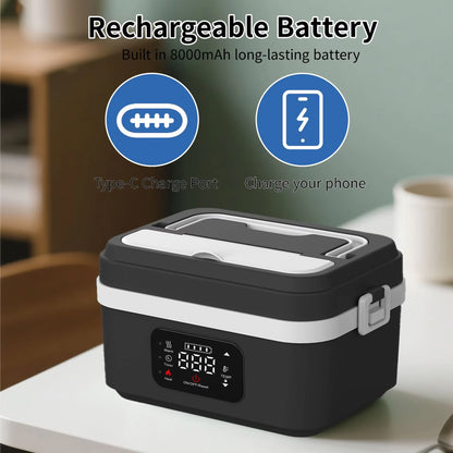 Self Heating Lunch Box Timed Insulation Portable Wireless USB Rechargeable Lunch Box Food Warmer Electric Lunch Box